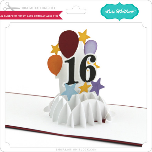 A2 Sliceform Pop Up Card Birthday Ages - Lori Whitlock's SVG Shop