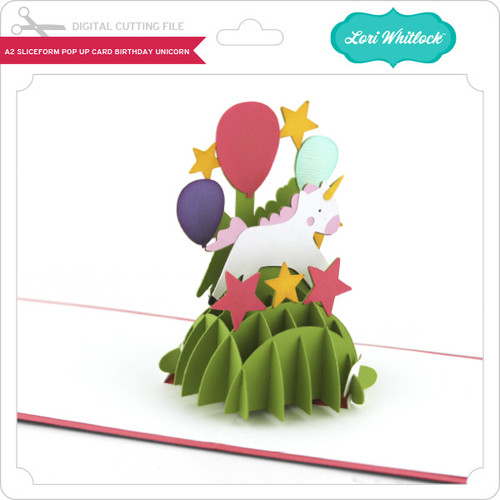A2 Sliceform Pop Up Card Birthday Unicorn - Lori Whitlock's SVG Shop