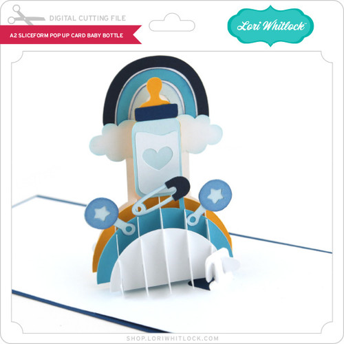A2 Sliceform Pop Up Card Baby Bottle - Lori Whitlock's SVG Shop