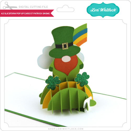 A2 Sliceform Pop Up Card St Patrick Gnome - Lori Whitlock's SVG Shop