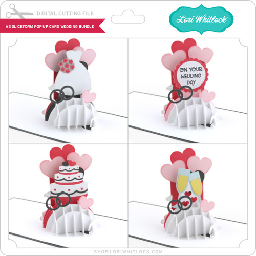 A2 Sliceform Pop Up Card Wedding Bundle - Lori Whitlock's SVG Shop