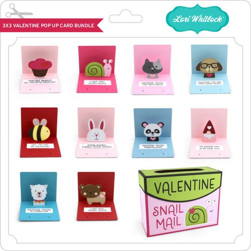 3X3 Valentine Pop Up Card Bundle - Lori Whitlock's SVG Shop