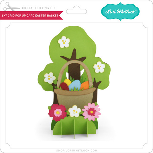 5x7 Grid Pop Up Card Easter Basket - Lori Whitlock's SVG Shop