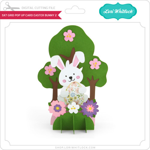 5x7 Grid Pop Up Card Easter Bunny 2 - Lori Whitlock's SVG Shop