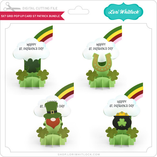 5x7 Grid Pop Up Card St Patrick Bundle - Lori Whitlock's SVG Shop