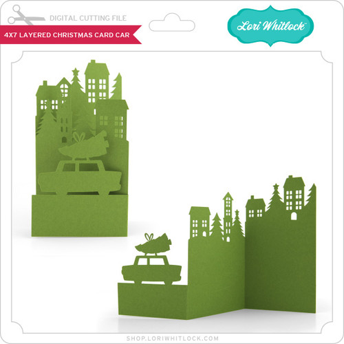 4x7 Layered Christmas Card Car - Lori Whitlock's SVG Shop