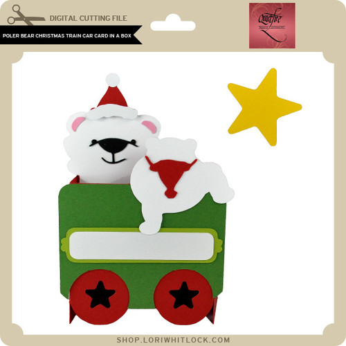 Polar Bear Christmas Train Car Card in a Box - Lori Whitlock's SVG Shop