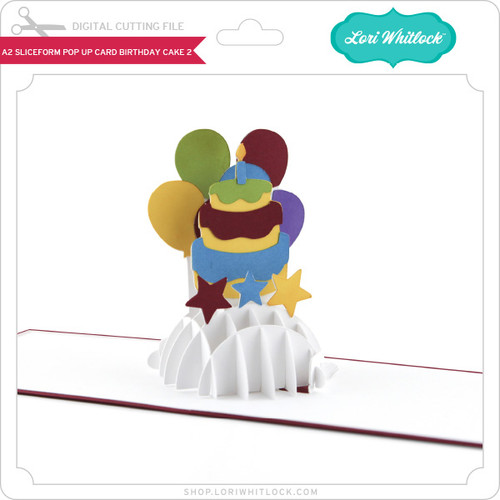 A2 Sliceform Pop Up Card Birthday Cake 2 - Lori Whitlock's SVG Shop