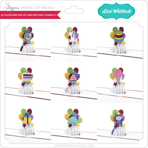A2 Sliceform Pop Up Card Birthday Bundle 3 - Lori Whitlock's SVG Shop