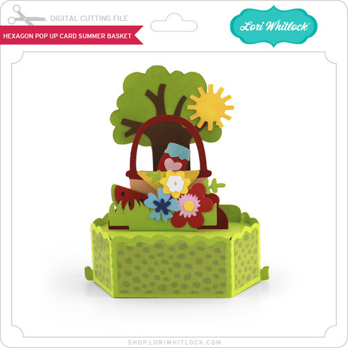 Hexagon Pop Up Card Summer Basket - Lori Whitlock's SVG Shop