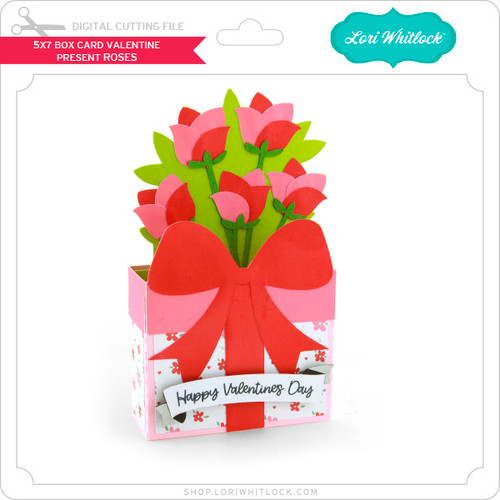 5x7 Box Card Valentine Present Roses - Lori Whitlock's SVG Shop