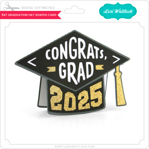 5x7 Graduation Hat Shaped Card - Lori Whitlock's SVG Shop