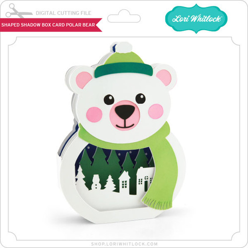 Shaped Shadow Box Card Polar Bear - Lori Whitlock's SVG Shop