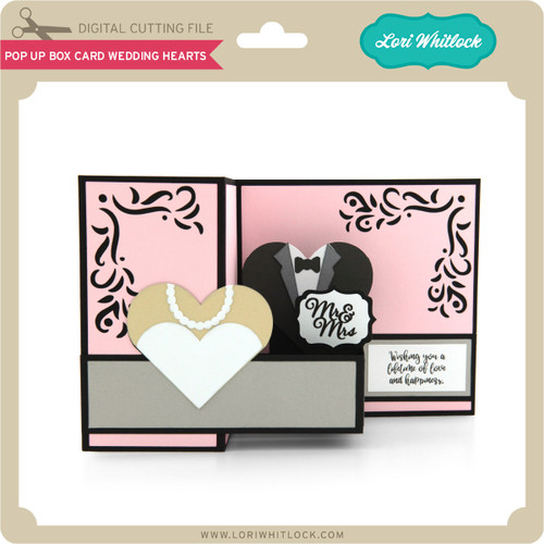 Pop Up Box Card Wedding Hearts - Lori Whitlock's SVG Shop