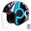 SMK OPEN-FACE RETRO JET SPEED TT BLACK/BLUE/TEAL SIDE VIEW