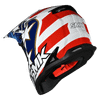 SMK Alterra Liberty GL153 off-road helmet White/Blue/Red left rear three-quarter view