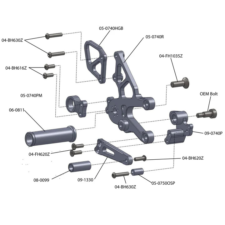 (2008-10) Aprilia RSV4 Complete Rearset