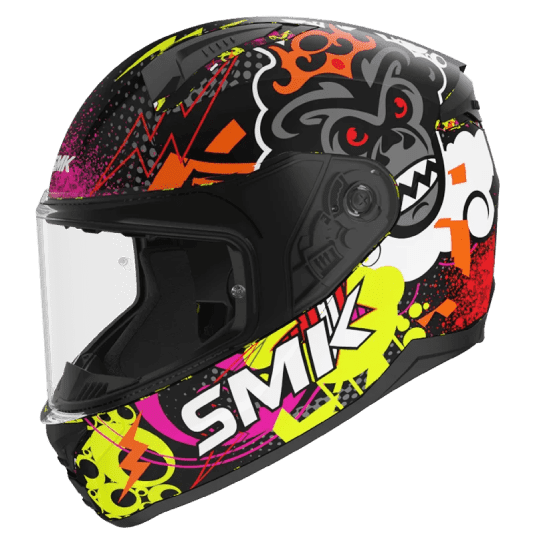 SMK FULL-FACE BIONIC YOUTH CHIMPZ MA267 YELLOW/ORANGE/PINK SIDE VIEW