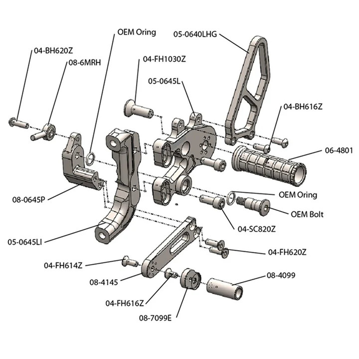 (2012-2024) Ducati Panigale 899/959/1199/1299 STD Shift Complete Rearset