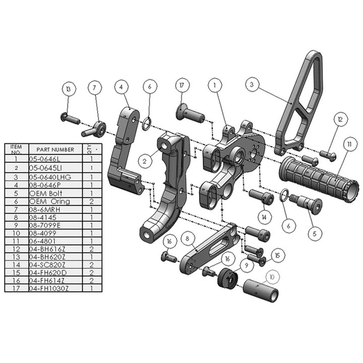 (2012-2024) Ducati Panigale 899/959/1199/1299 GP Shift Complete Rearset