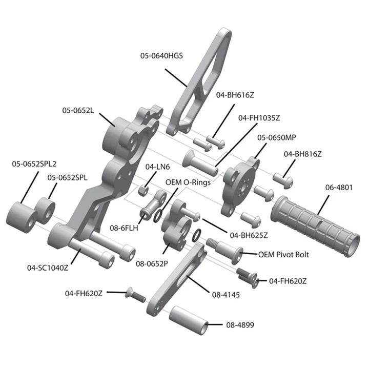 (2013-2015) Ducati 821 Hypermotard Complete Rearset