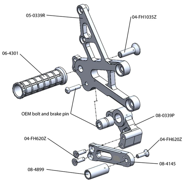 (2008-16) Honda CBR1000RR Complete Rearset