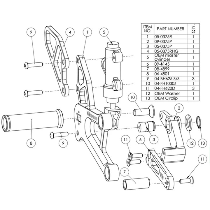 (2011-2022) Honda CBR250R/300R Complete Adjustable Rearset - GP Shift