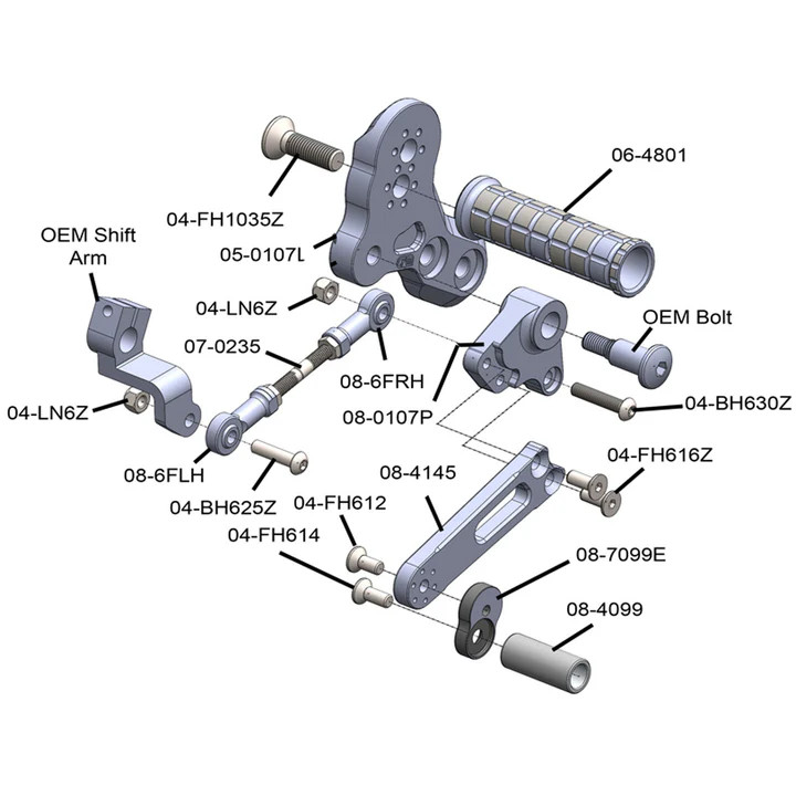 (2017-2025) Kawasaki Z125 Rearset - STD Shift