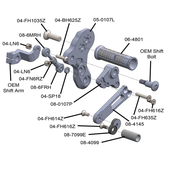 (2017-2025) Kawasaki Z125 Rearset - GP Shift