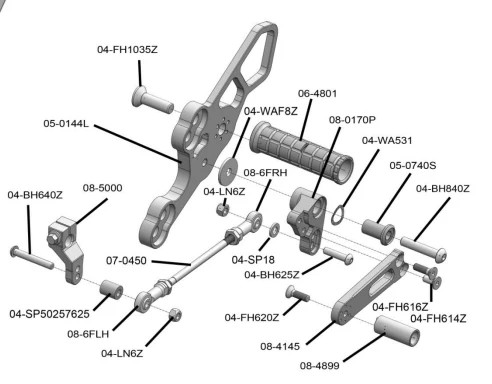 (2018-23) Kawasaki Ninja 400, (2019-23) Z400, Ninja 500 Complete Rearset