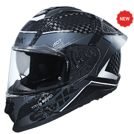 SMK FULL-FACE TITAN CARBON FIBER NERO GL261 WHITE/BLACK SIDE VIEW