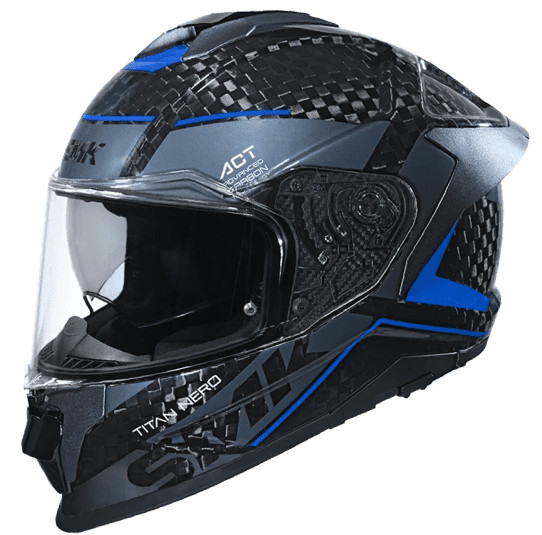 SMK FULL-FACE TITAN CARBON FIBER NERO GL256 BLUE/BLACK SIDE VIEW