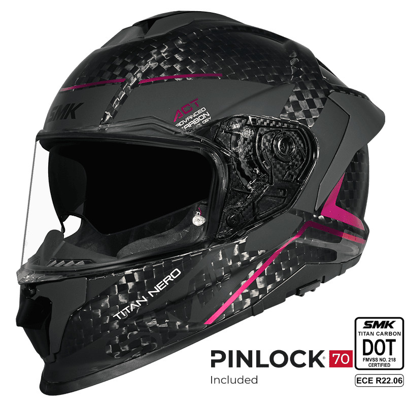 SMK FULL-FACE TITAN CARBON FIBER NERO GL 269 (Chrome Graphic) BLACK/PINK SIDE VIEW