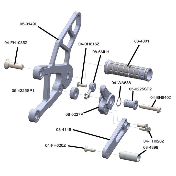 (2019-2025) Kawasaki ZX636R Complete Rearset Kit - GP Shift w/ OEM QS