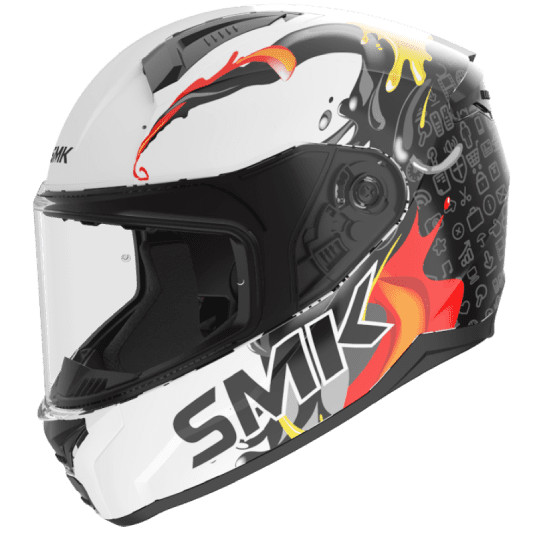 SMK FULL-FACE BIONIC YOUTH SPLASH GL124 GLOSS WHITE WHITE/BLACK/RED SIDE VIEW