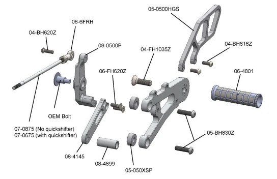 (17-21) Triumph Street 765 Rearsets - STD Shift w/QS