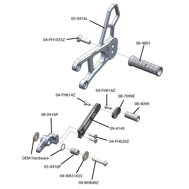 05-0416B Yamaha FZ10 / MT10 Complete Rearset