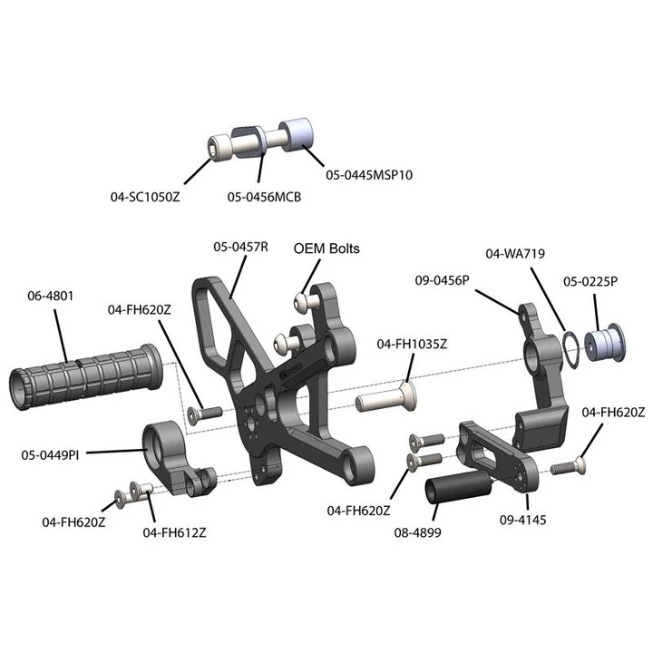 5-0456B Yamaha R6 Rearset - STD Shift