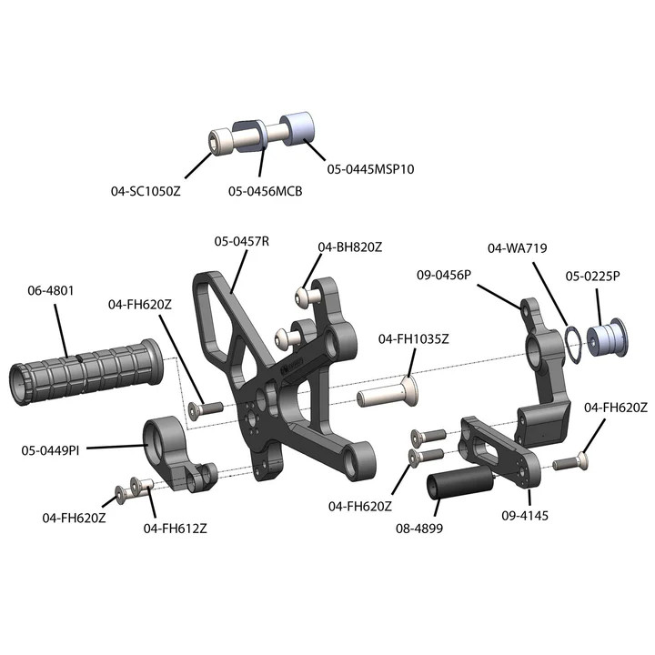 05-0457B Yamaha R6 Rearset - GP Shift