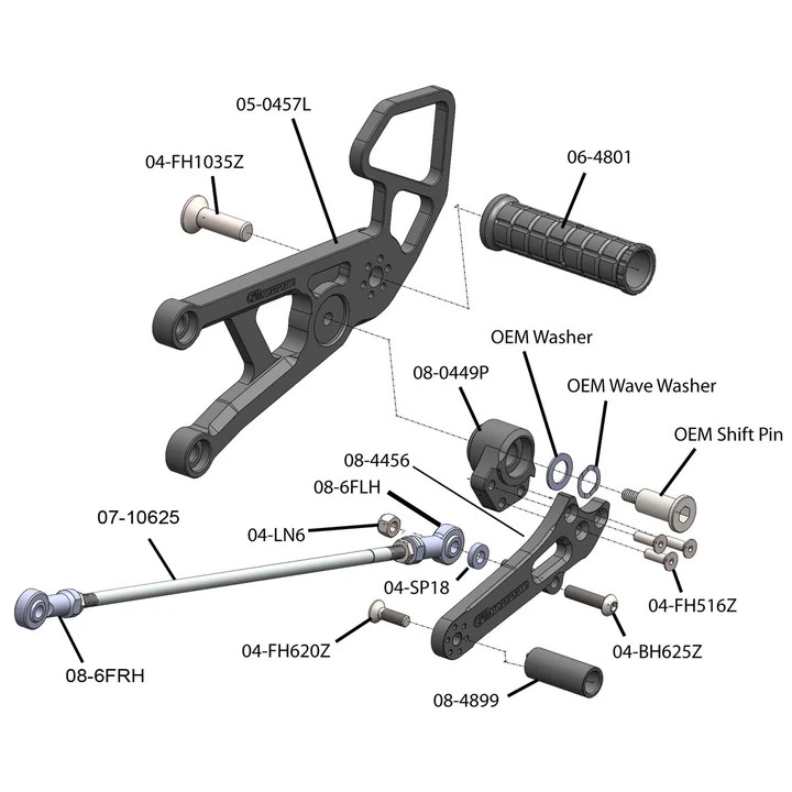 05-0457B Yamaha R6 Rearset - GP Shift