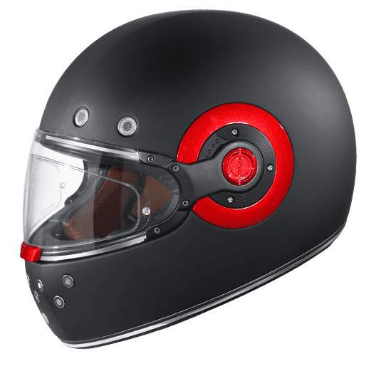 SMK FULL-FACE RETRO SOLID BLACK MA 230 MATTE BLACK/RED SIDE VIEW