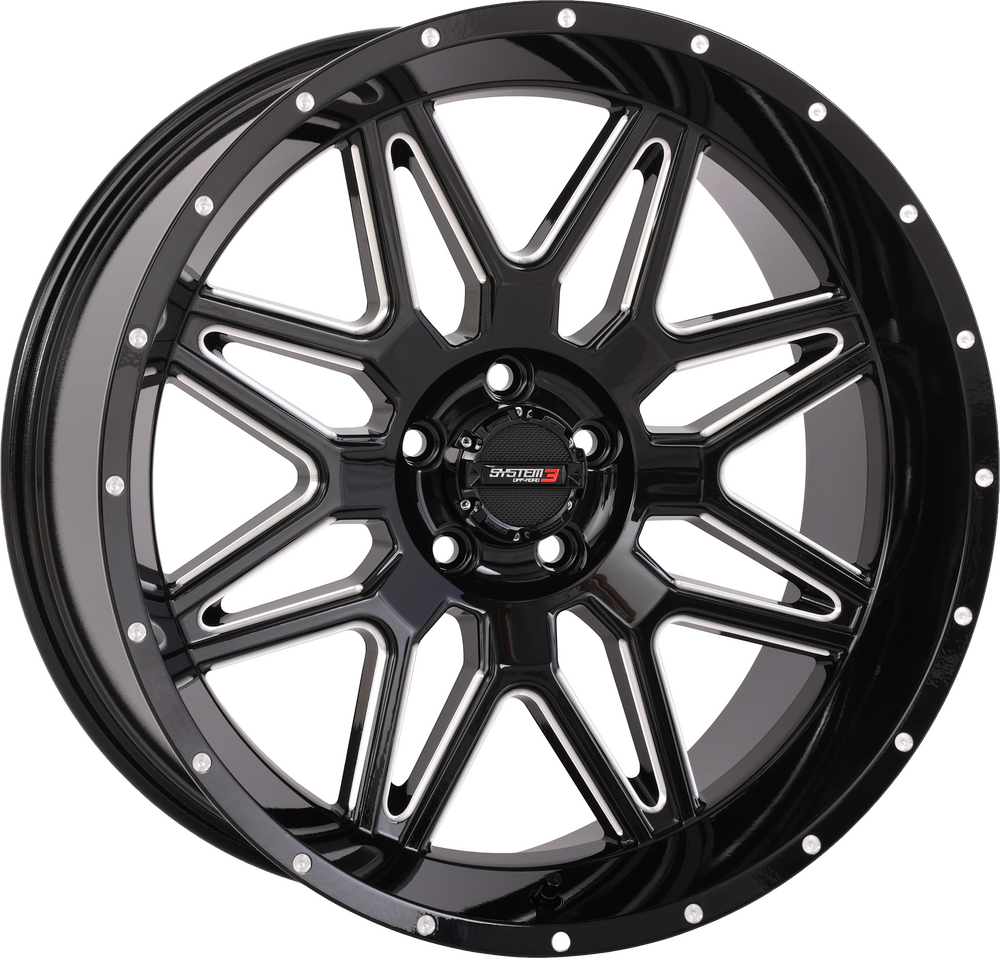 SYSTEM 3 ST7 WHEEL GLOSS BLACK MILLED
