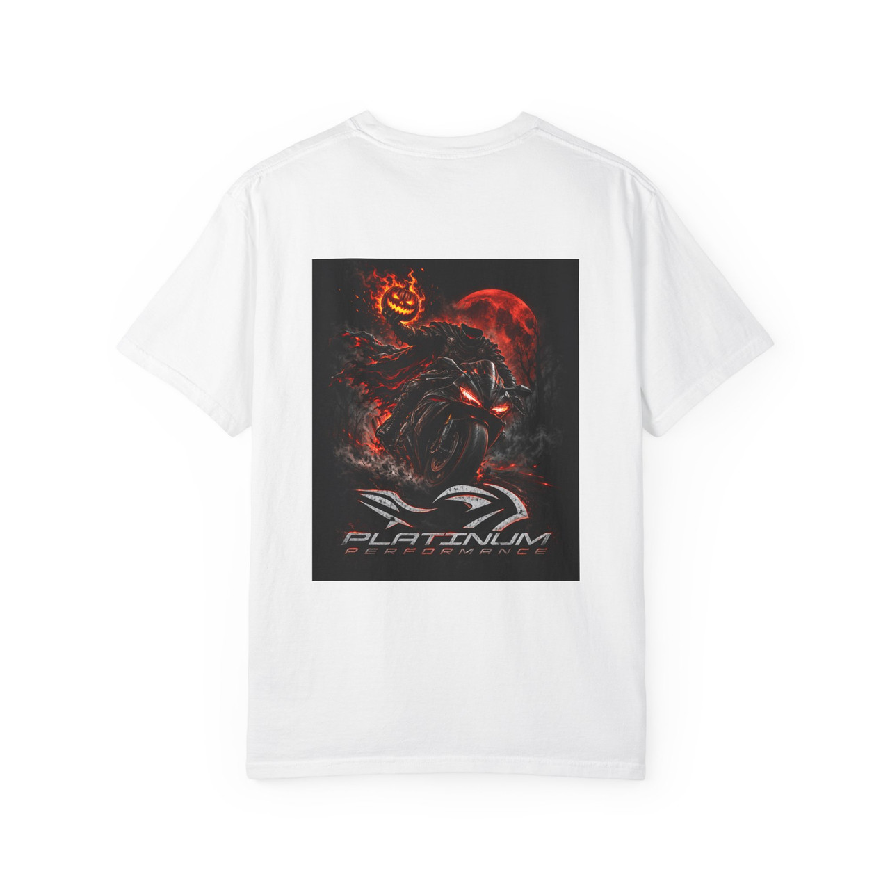 Halloween Demon Graphic T-Shirt — 'Platinum' Logo Front & Spooky Pumpkin Back
