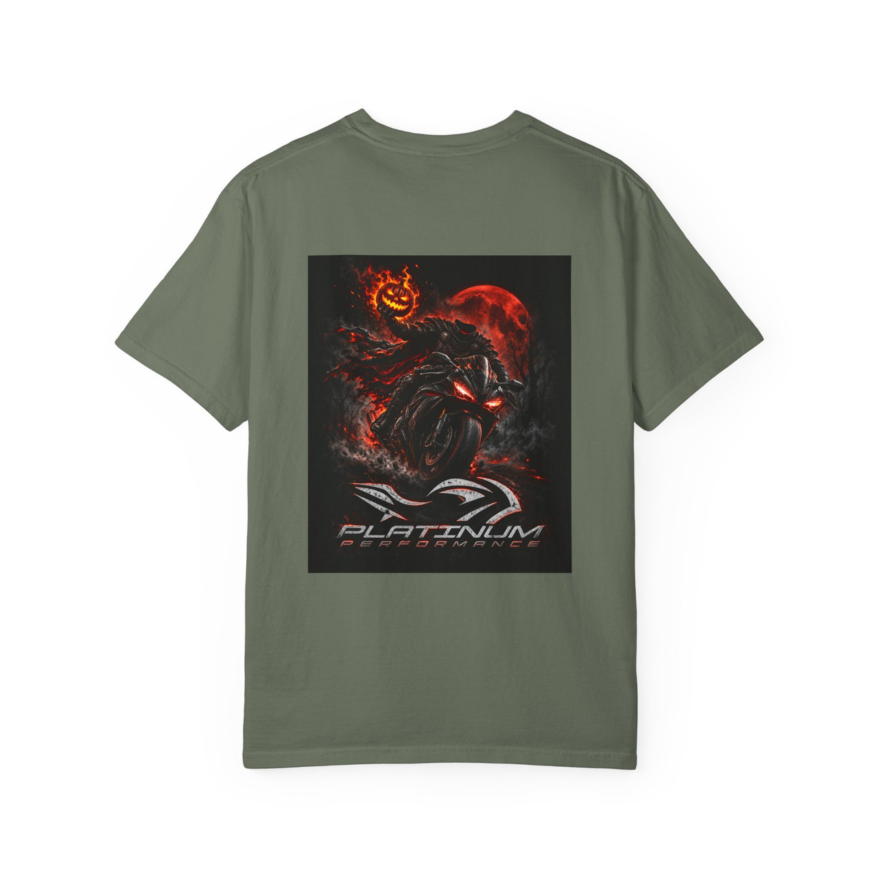 Halloween Demon Graphic T-Shirt — 'Platinum' Logo Front & Spooky Pumpkin Back