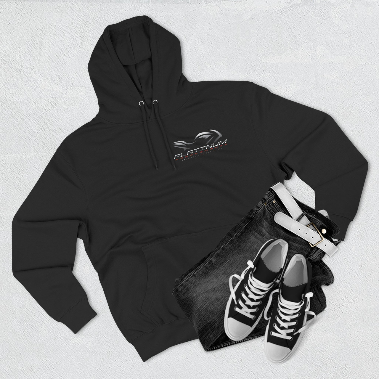 Motorcycle Club Hoodie — "Platinum" Rider Graphic Fleece Pullover
