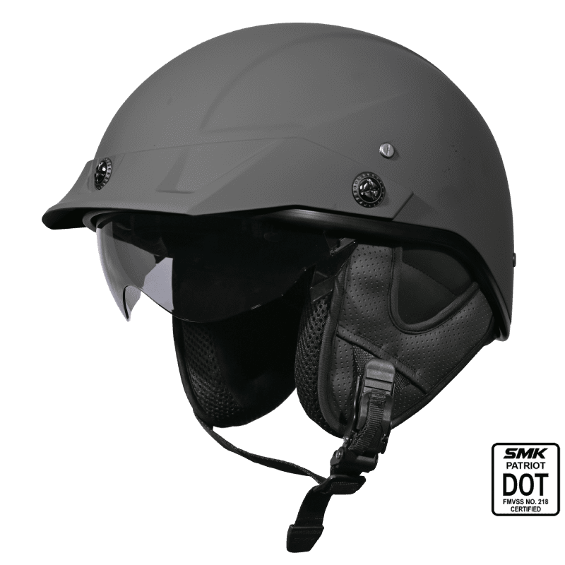 SMK HALF HELMET PATRIOT SOLID NARDO GREY MA 600 MATTE GREY SIDE VIEW