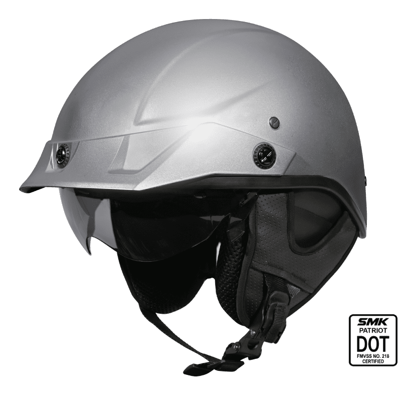 SML HALF HELMET PATRIOT SOLID SILVER GL 601 SILVER SIDE VIEW