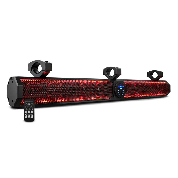 DS18 37" Marine Amplified Soundbar with Bluetooth USB & RGB Lighting 10 Speakers 1200 Watts