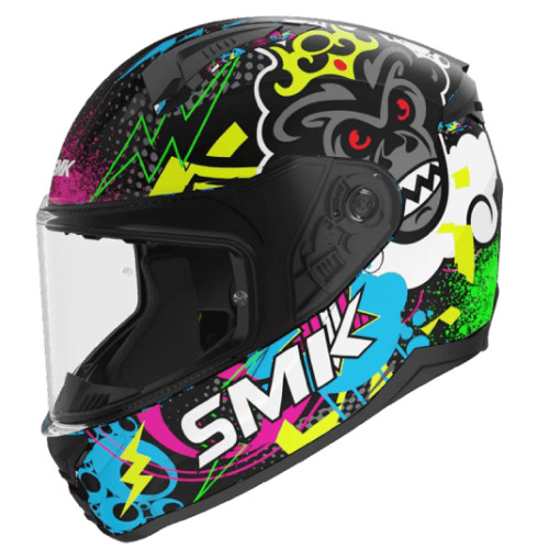 SMK FULL-FACE BIONIC YOUTH CHIMPZ MA264 PINK/BLUE/YELLOW SIDE VIEW