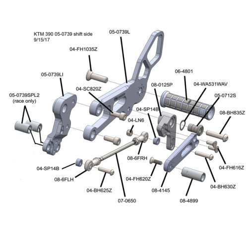 (2015-20) KTM RC390 Complete Rearset